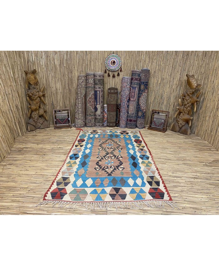 Handmade Turkish Kayseri Nomadic Original  Wool on Wool Kilim – FREE SHIPPING..!